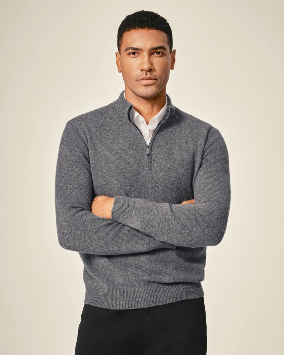 Men's Pure Cashmere Half Zip Sweater