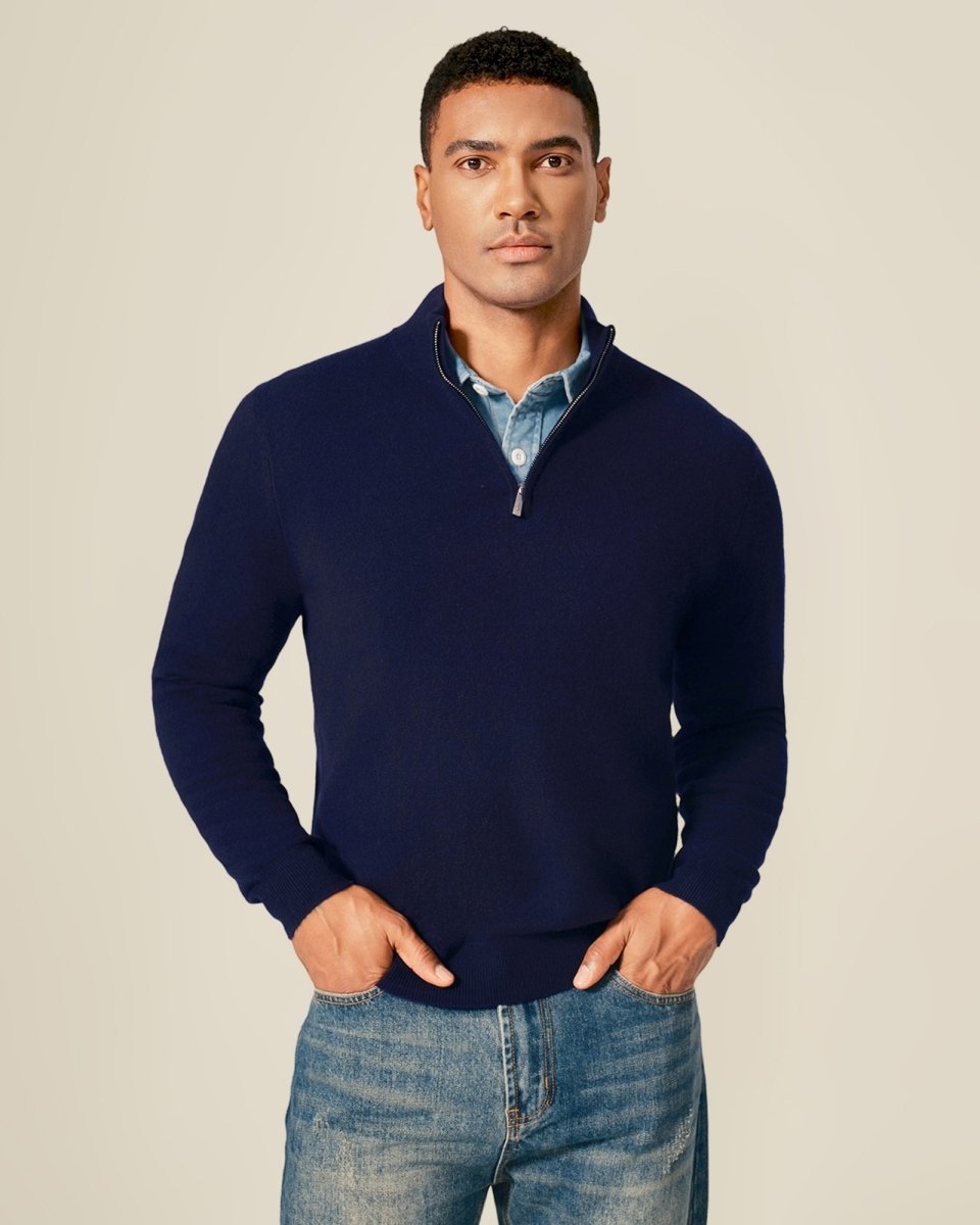 Men's Pure Cashmere Half Zip Sweater