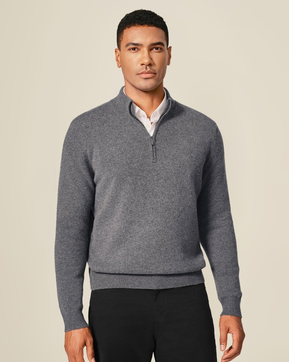 Men's Pure Cashmere Half Zip Sweater