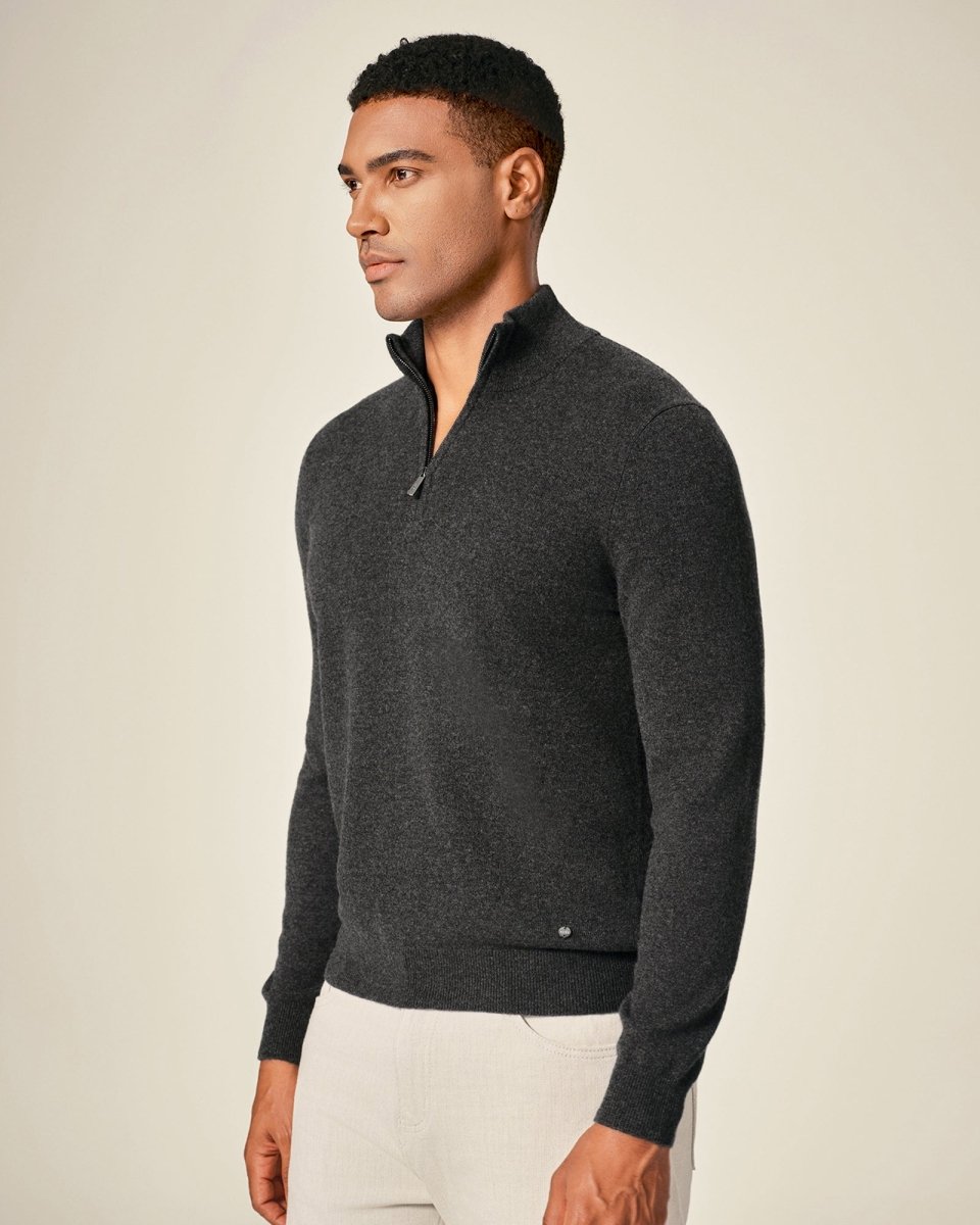 Men's Pure Cashmere Half Zip Sweater