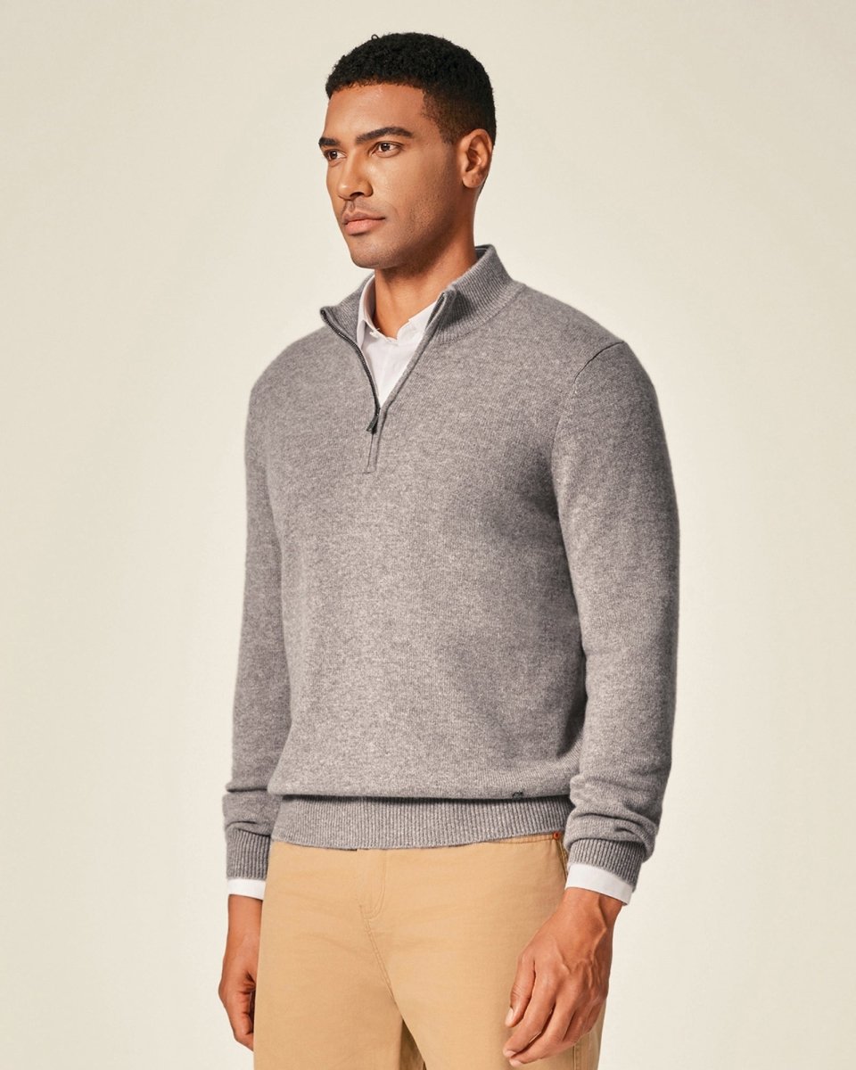 Men's Pure Cashmere Half Zip Sweater