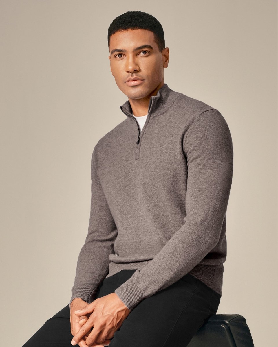 Men's Pure Cashmere Half Zip Sweater
