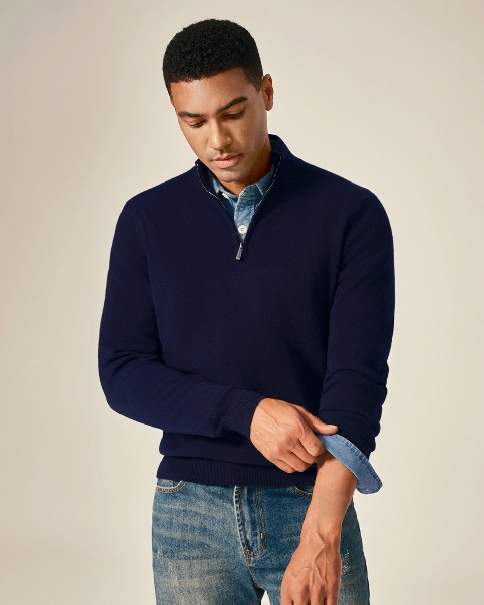 Men's Pure Cashmere Half Zip Sweater