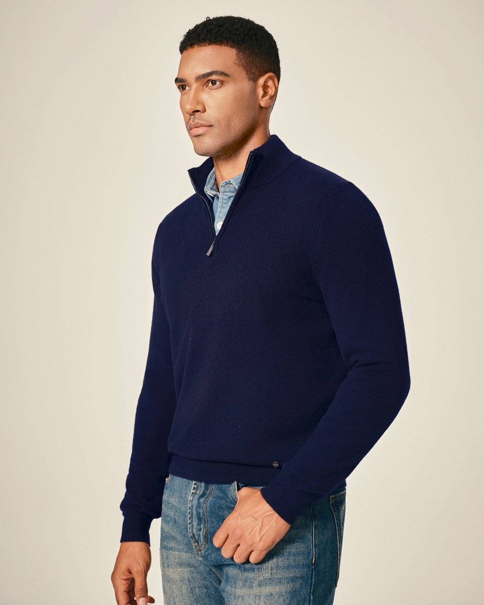 Men's Pure Cashmere Half Zip Sweater