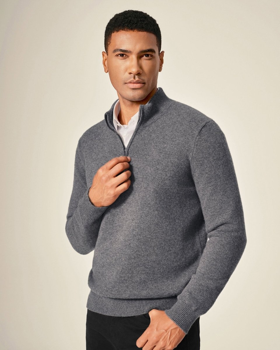 Men's Pure Cashmere Half Zip Sweater