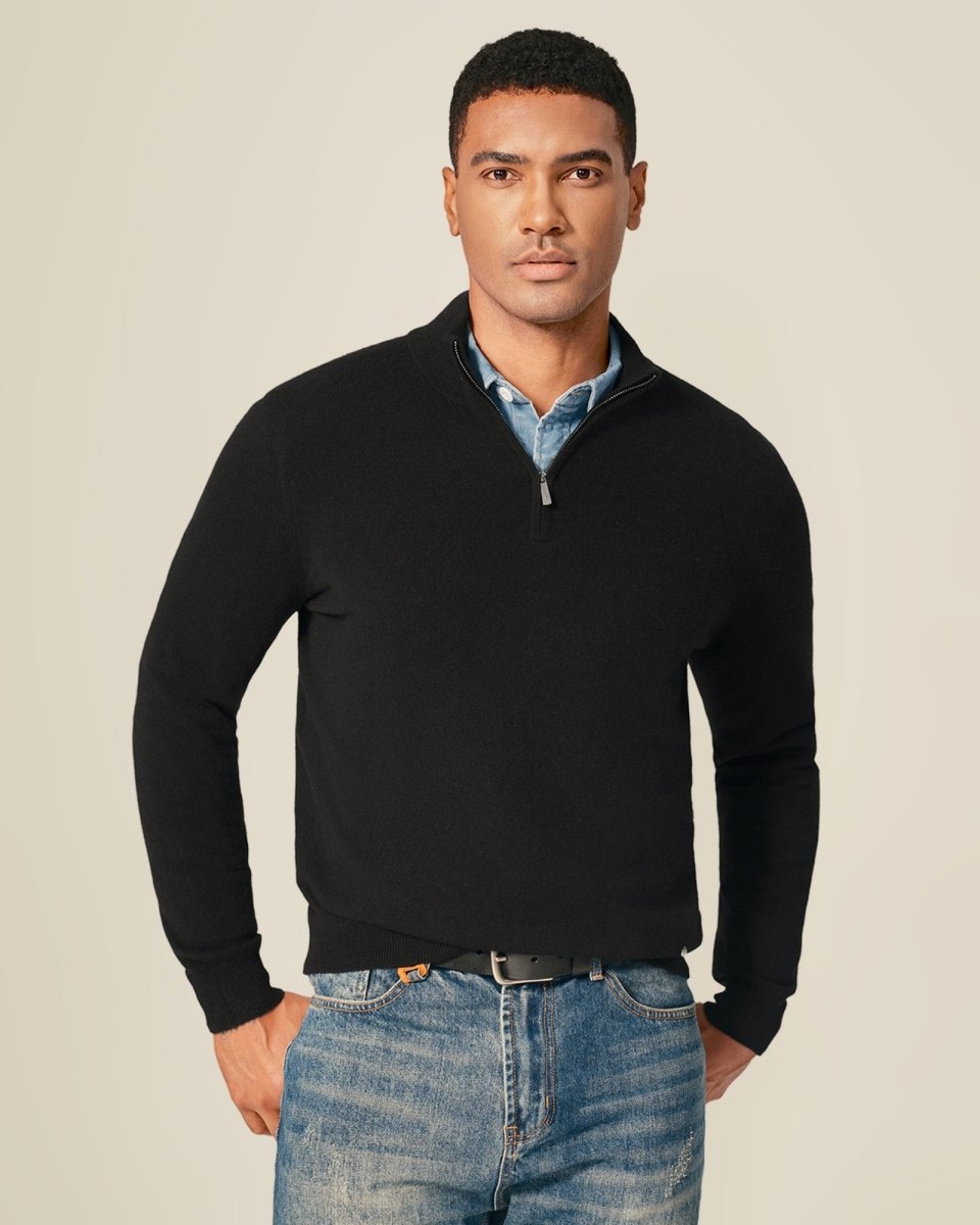 Men's Pure Cashmere Half Zip Sweater
