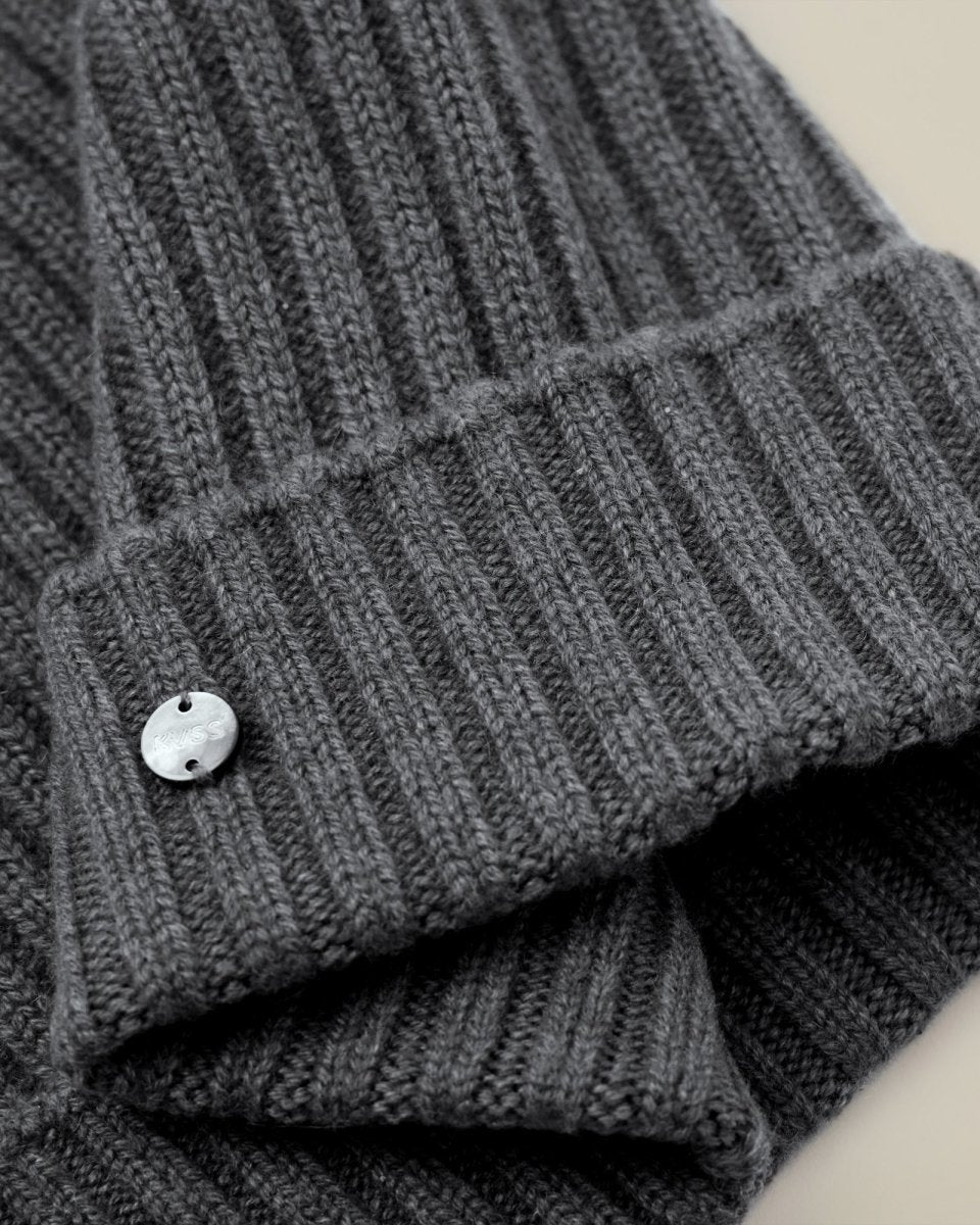 Men's Ribbed 100% Cashmere Beanie