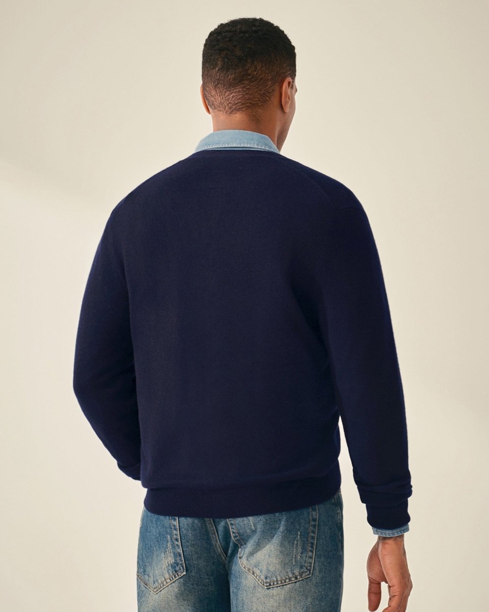 Men's Timeless V - Neck 100% Cashmere Cardigan