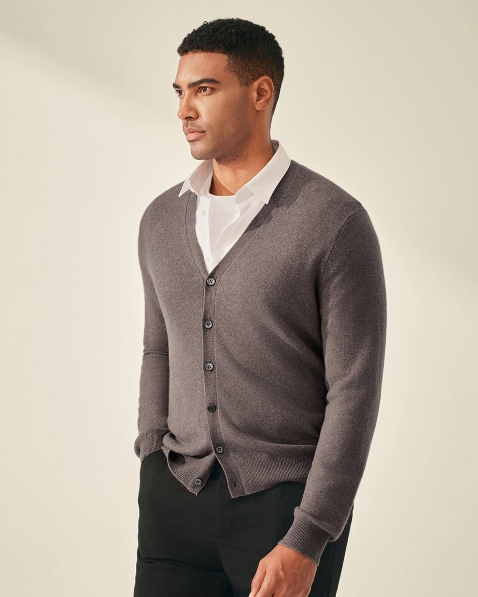 Men's Timeless V - Neck 100% Cashmere Cardigan