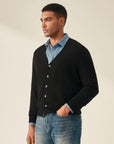 mens black cashmere cardigan sweater  kvss