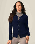 navy blue cashmere cardigan sweater