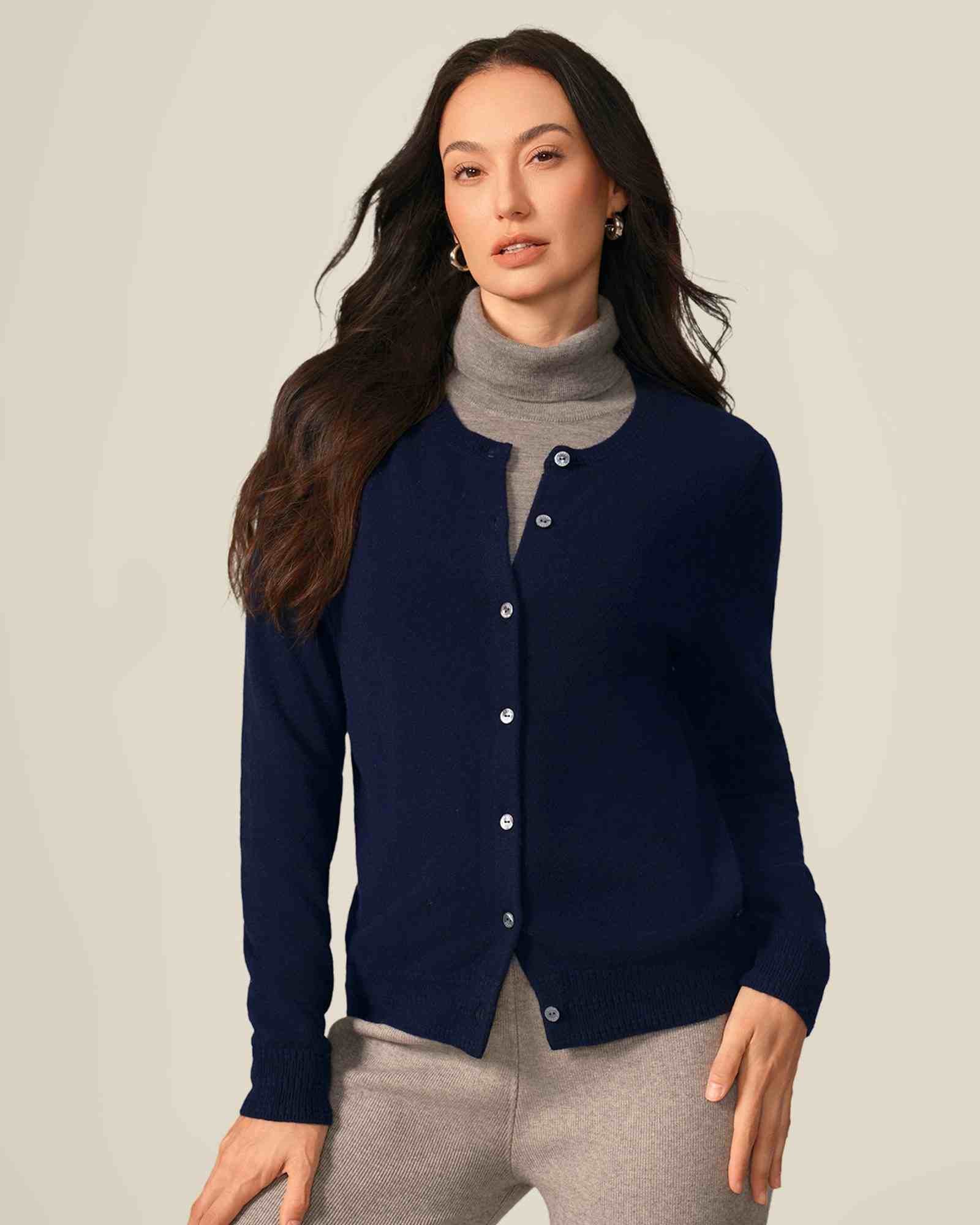 navy blue cashmere cardigan sweater