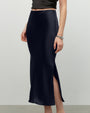 navy silk skirt