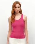 pink silk tank top