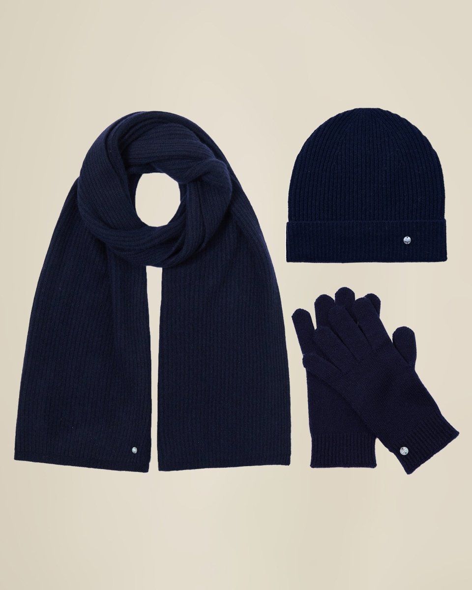 Pure Cashmere Beanie Hat Scarf and Gloves Set