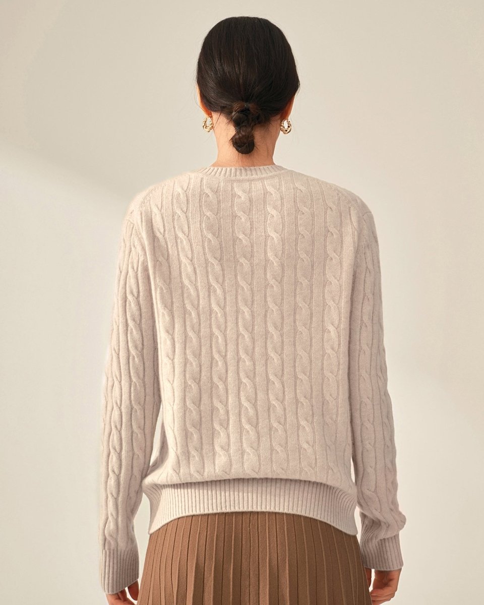 Pure Cashmere Cable Knit Sweater for Women