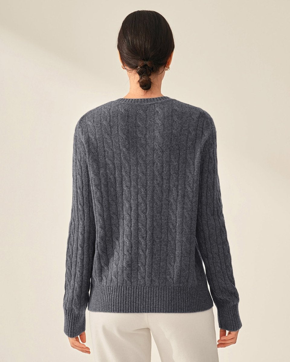 Pure Cashmere Cable Knit Sweater for Women