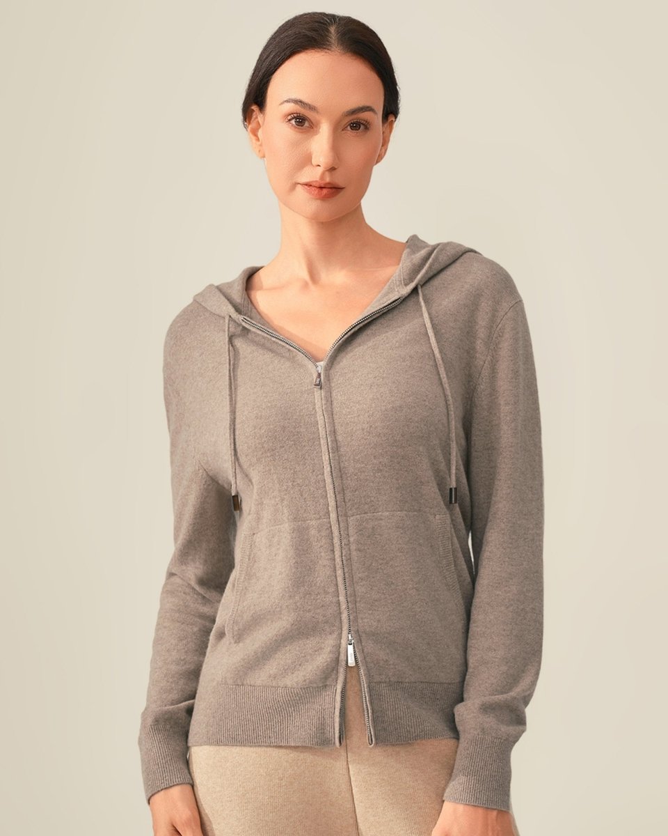 Pure Cashmere Zip - Up Hoodie for Women