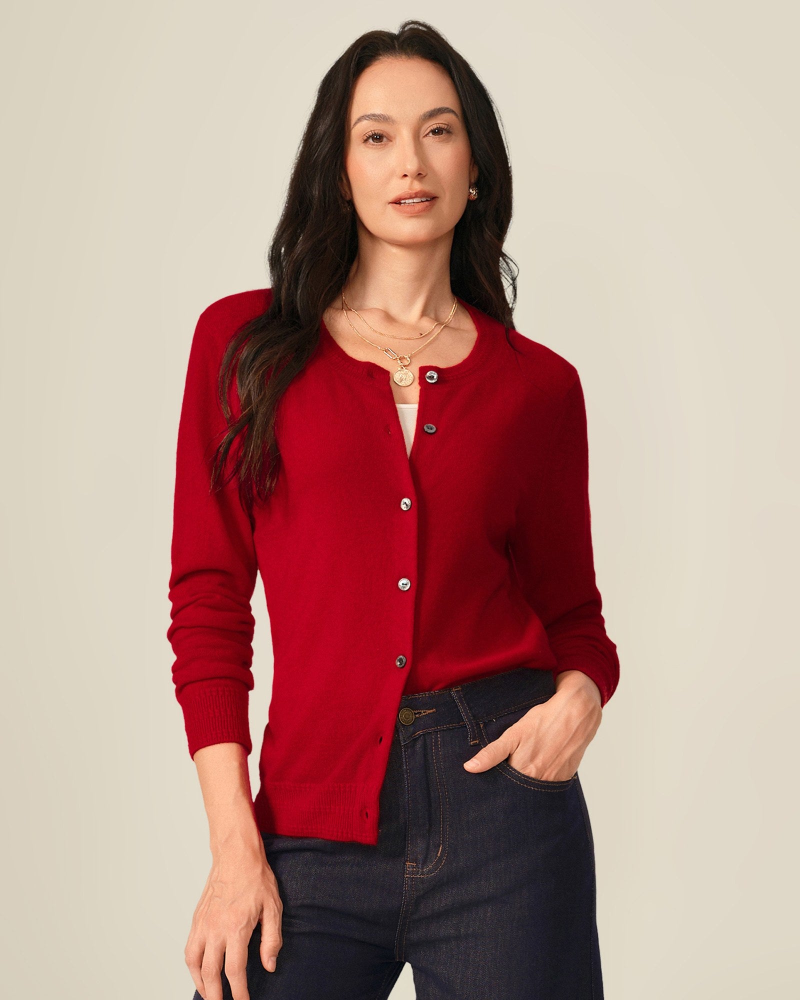 red cardigan cashmere