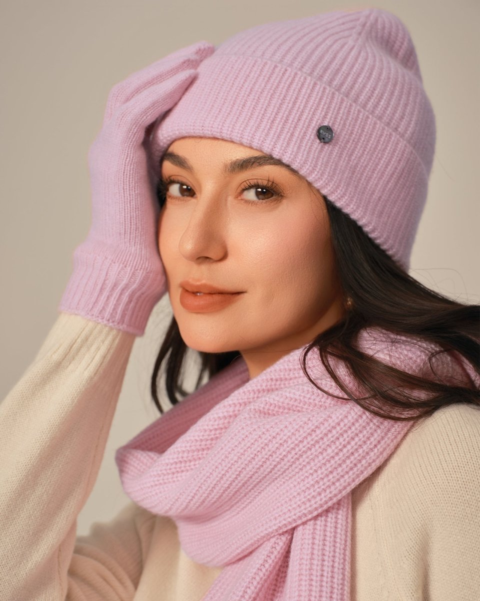Ribbed Cashmere Beanie Hat for Women