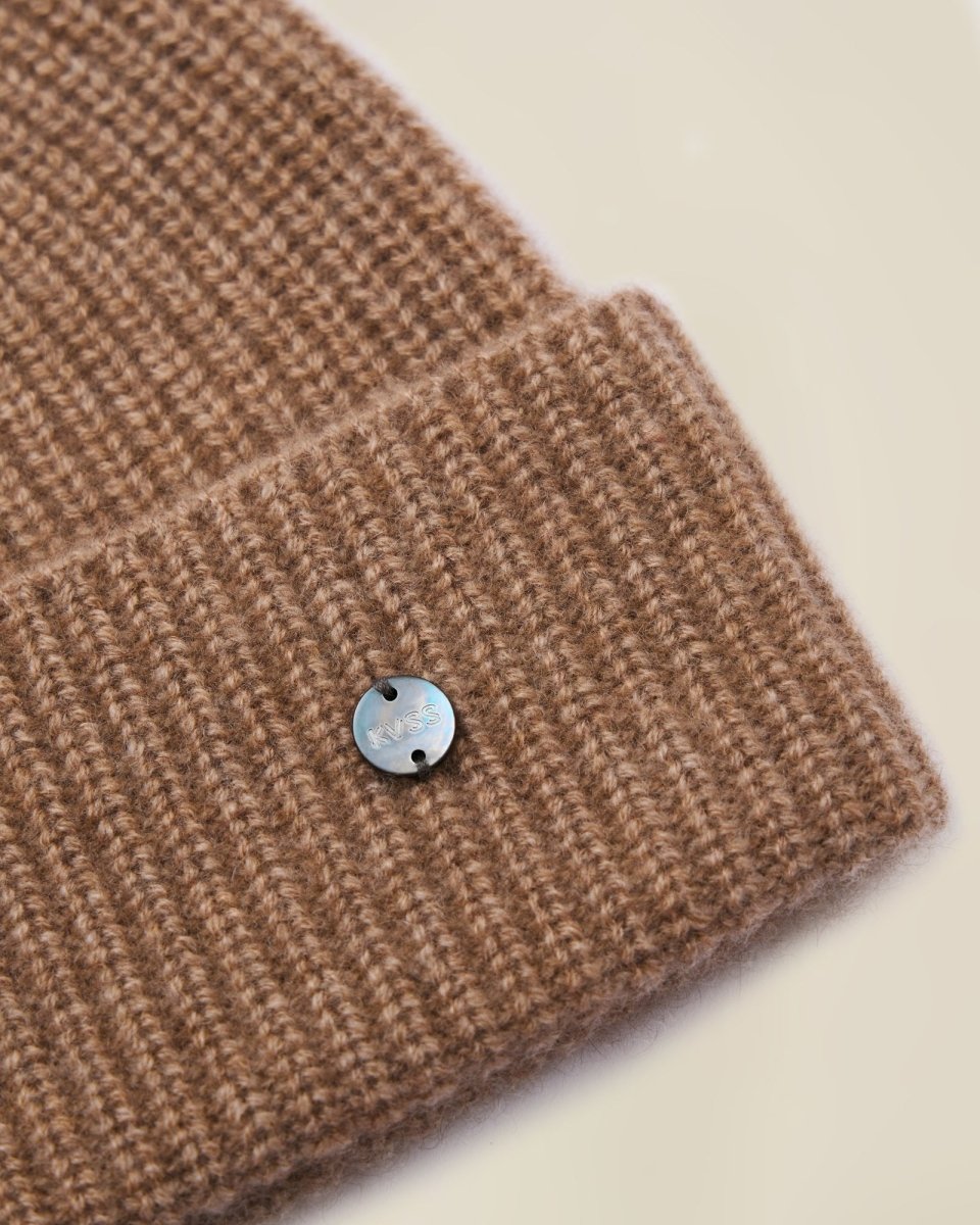 Ribbed Cashmere Beanie Hat for Women