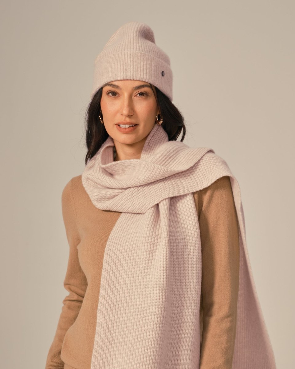 Ribbed Cashmere Beanie Hat for Women