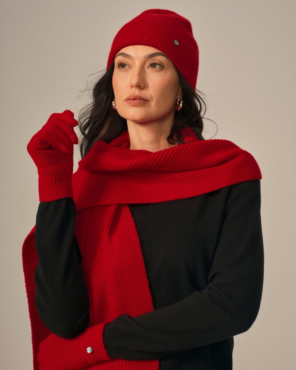 Ribbed Cashmere Beanie Hat for Women