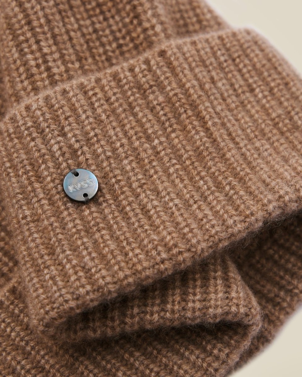 Ribbed Cashmere Beanie Hat for Women