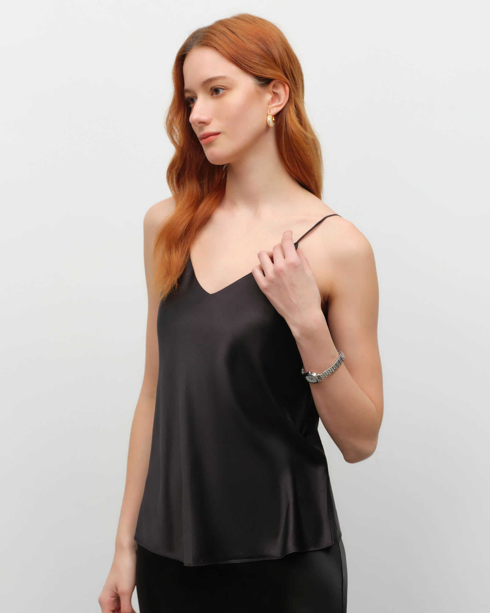 silk black tank top