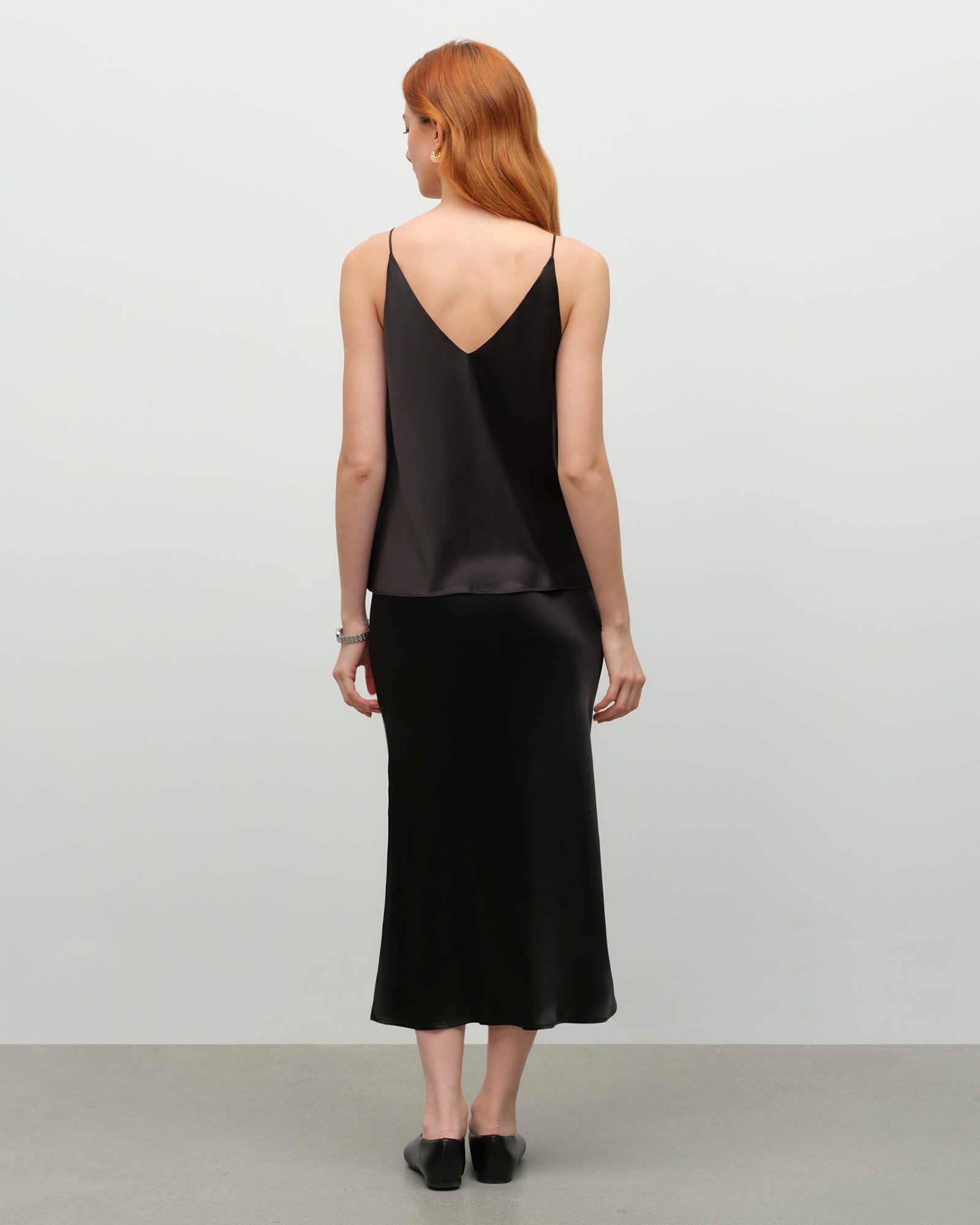 silk tank top black
