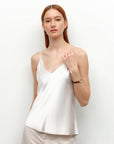 v neck silk tank