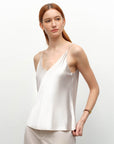 v neck silk tank top