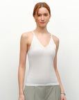 white silk tank top