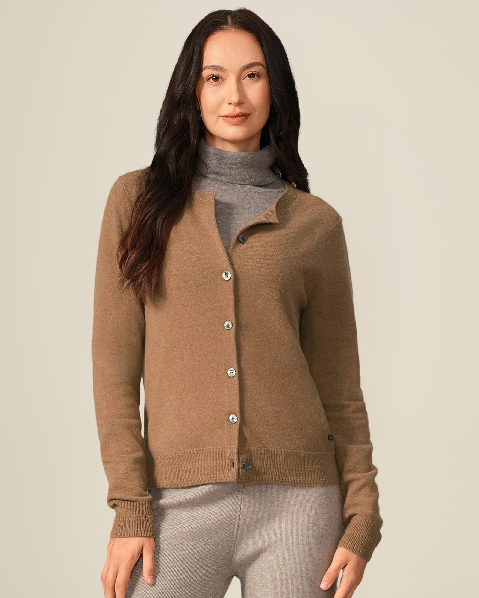 womens brown cashmere cardigan