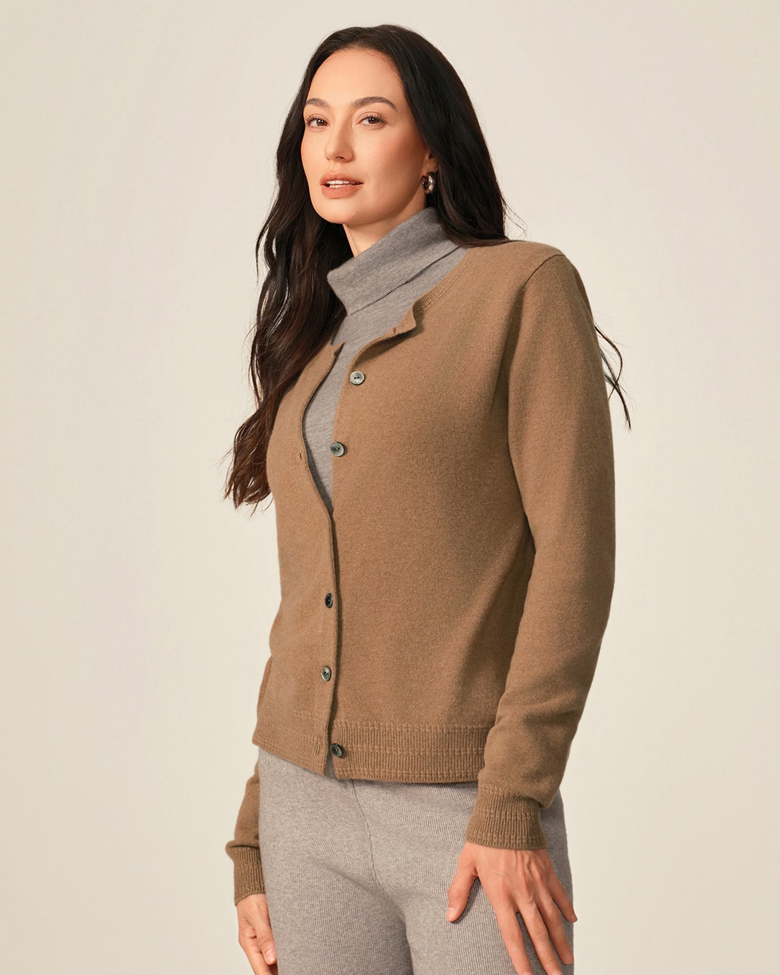 womens brown cashmere cardigan  kvss
